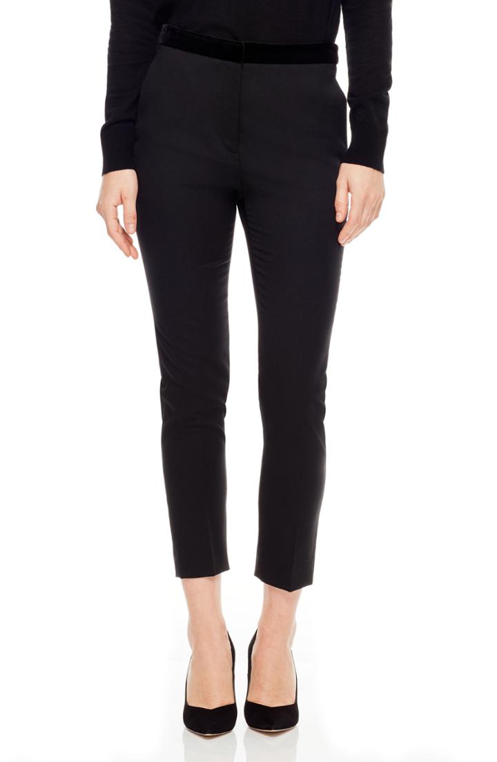 Women's Sandro Velvet Waistband Slim Pants Us / 40 Fr - Black
