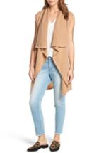 Women's Halogen Waterfall Drape Front Cashmere Vest, Size - Brown