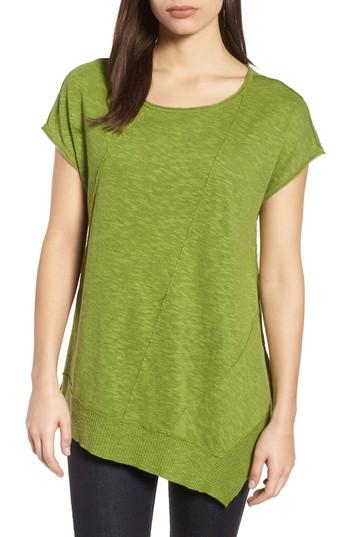 Women's Eileen Fisher Cap Sleeve Organic Linen & Cotton Scoop Neck Top - Blue/green