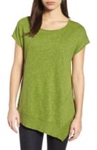Women's Eileen Fisher Cap Sleeve Organic Linen & Cotton Scoop Neck Top - Blue/green