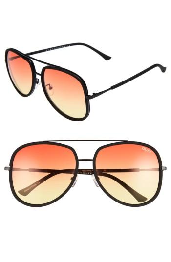 Women's Quay Australia 'needing Fame' 65mm Aviator Sunglasses - Black/ Red/ Yellow