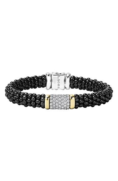 Women's Lagos 'black Caviar' Diamond Pave Rope Bracelet