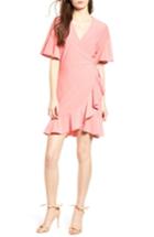 Women's Leith Flounce Sleeve Wrap Dress - Coral