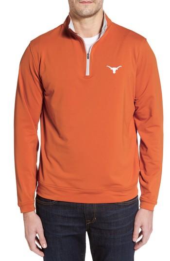 Men's Peter Millar 'perth - University Of Texas' Moisture Wicking Quarter Zip Pullover - Red