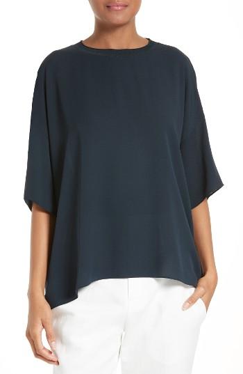 Women's Vince Rib Collar Silk Tee