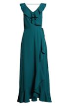 Women's Leith Ruffle Wrap Maxi Dress, Size - Green