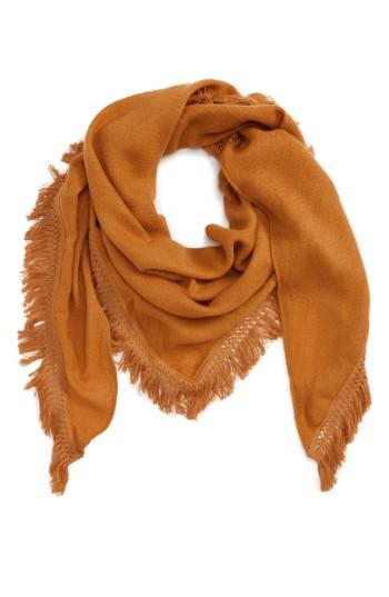 Women's David & Young Fringe Triangle Scarf, Size - Yellow