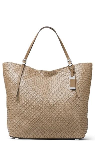 Michael Kors Large Hutton Woven Leather Tote - Grey