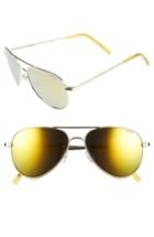 Women's Polaroid 56mm Polarized Aviator Sunglasses - Gold/ Gold Mirror/ Polarized