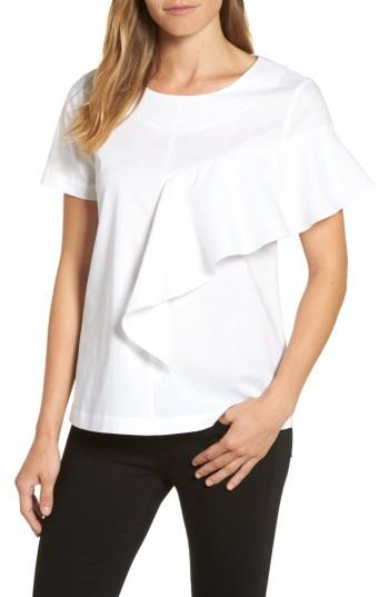 Women's Pleione Ruffle Front Poplin Blouse - White
