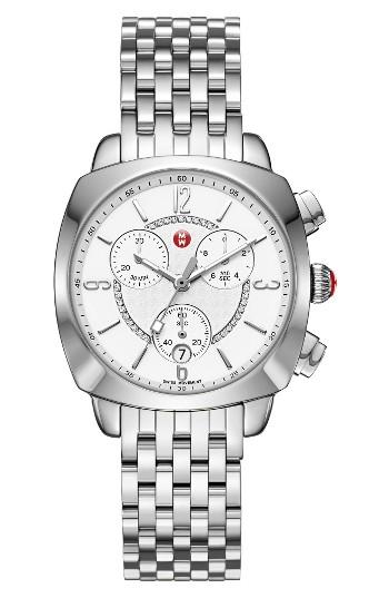 Women's Michele Ascalon Diamond Dial Chronograph Watch Head & Bracelet, 38mm