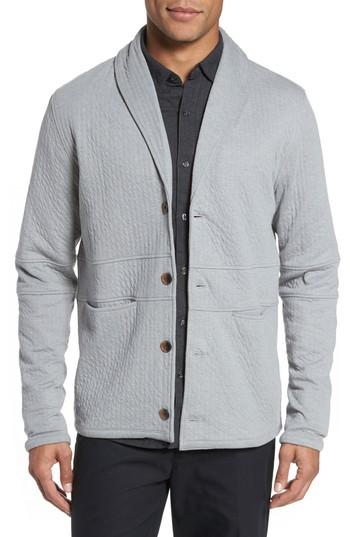 Men's Billy Reid Quilted Shawl Collar Sweater, Size - Grey