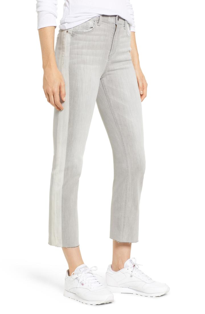 Women's Sp Black Side Stripe Straight Leg Crop Jeans - Grey