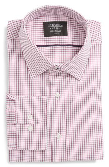 Men's Nordstrom Men's Shop Tech-smart Traditional Fit Check Stretch Dress Shirt 32/33 - Purple