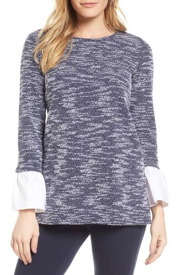 Women's Chaus Poplin Cuff Textured Top - Blue