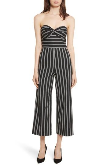 Women's Veronica Beard Cypress Stripe Strapless Jumpsuit - Black