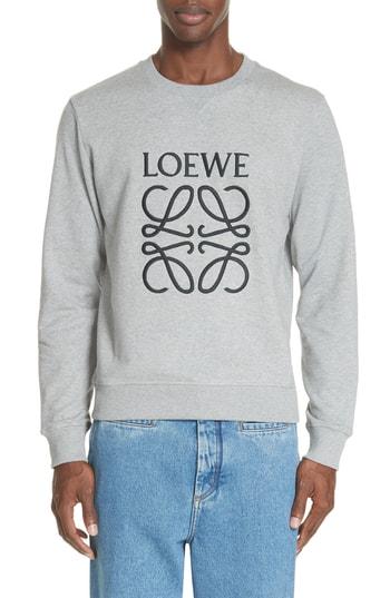 Men's Loewe Embroidered Anagram Logo Sweatshirt - Grey
