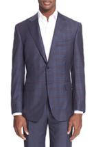 Men's Canali Classic Fit Plaid Wool Sport Coat R Eu - Blue