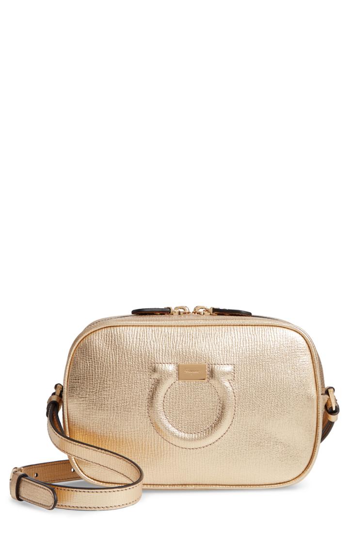 Salvatore Ferragamo Gancio Leather Camera Bag - Metallic