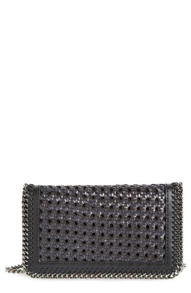 Stella Mccartney 'falabella - Caned' Faux Leather Crossbody Bag - Black