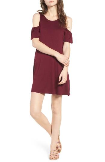 Women's Socialite Ruffle Cold Shoulder Dress - Purple