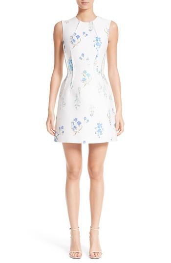 Women's Versace Collection Distressed Floral Jacquard Fit & Flare Dress Us / 40 It - White