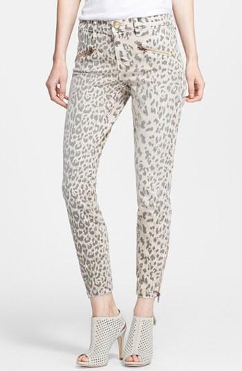 Current/elliott 'the Soho' Leopard Print Zip Skinny Jeans