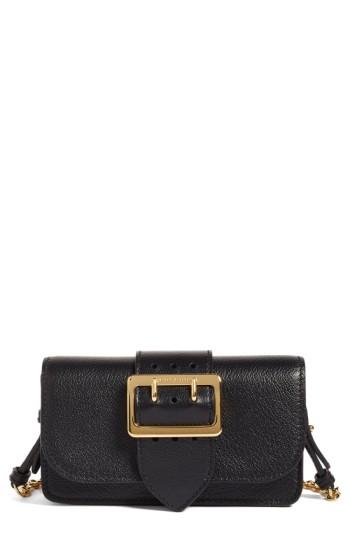 Burberry Mini Buckle Calfskin Leather Bag - Black
