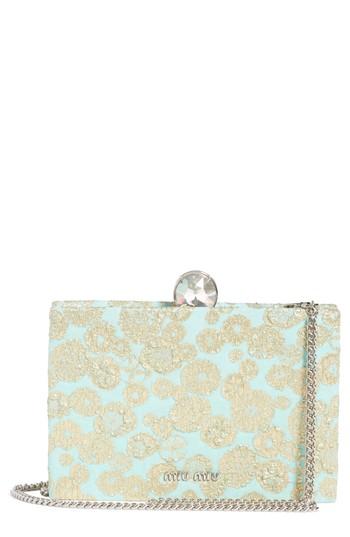 Miu Miu Metallic Brocade Box Clutch - Blue/green