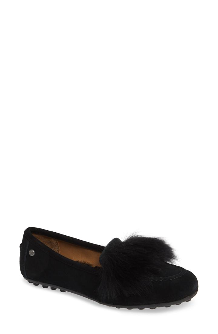 Women's Ugg Kaley Wisp Genuine Shearling Trim Flat M - Black