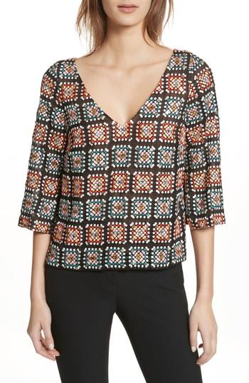 Women's Tracy Reese Embellished Georgette Shell - Black
