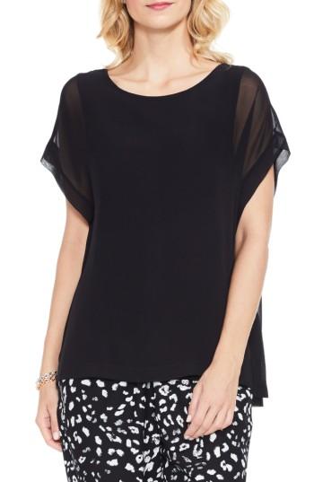 Women's Vince Camuto Chiffon Overlay Knit Top - Black