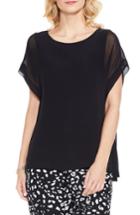 Women's Vince Camuto Chiffon Overlay Knit Top - Black