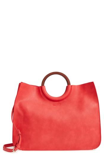 Bp. Wood Handle Faux Leather Tote - Red