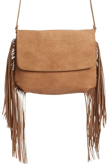 Emperia Maya Fringe Faux Leather Crossbody Bag - Brown