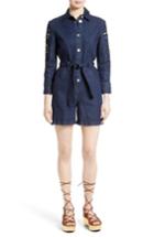 Women's See By Chloe Embroidered Denim Romper Us / 34 Fr - Blue