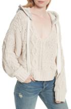 Women's Free People Tierra Cable Knit Hoodie - Ivory