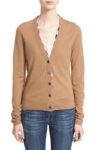 Women's Burberry Check Trim Wool Cardigan - Brown