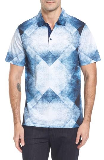 Men's Bugatchi Classic Fit Geo Batik Polo - White