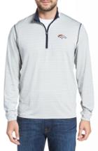 Men's Cutter & Buck Meridian - Denver Broncos Regular Fit Half Zip Pullover, Size - Blue