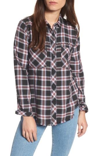 Women's Rails Rex Studded Plaid Shirt, Size - Black