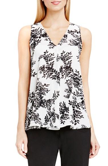 Petite Women's Vince Camuto Drape Front V-neck Sleeveless Blouse, Size P - White