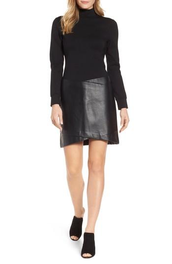 Women's Kenneth Cole New York Faux Leather Mixed Media Dress - Black