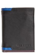 Men's Ted Baker London Vien Corner Detail Trifold Leather Wallet - Black