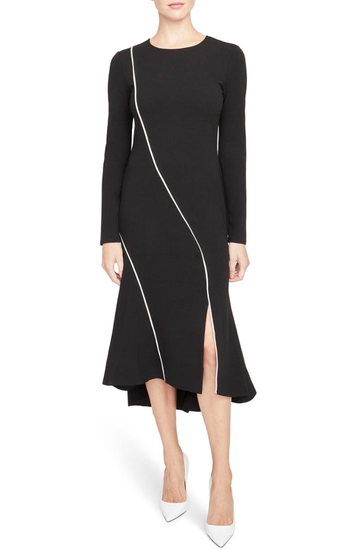 Women's Rachel Roy Collection Piping Detail Side Slit Midi Dress - Black