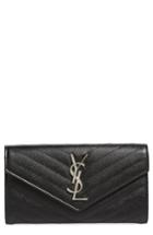 Women's Saint Laurent M Atelasse Leather Envelope Wallet - Black