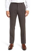 Men's Nordstrom Signature Trim Fit Flat Front Solid Wool Trousers - Brown