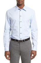Men's Armani Collezioni Slim Fit Print Sport Shirt - Blue
