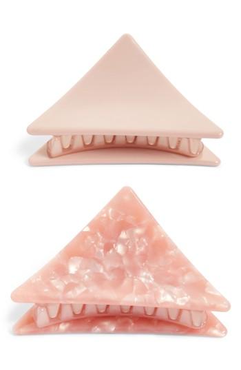 Tasha Set Of 2 Triangle Jaw Clips, Size - Pink