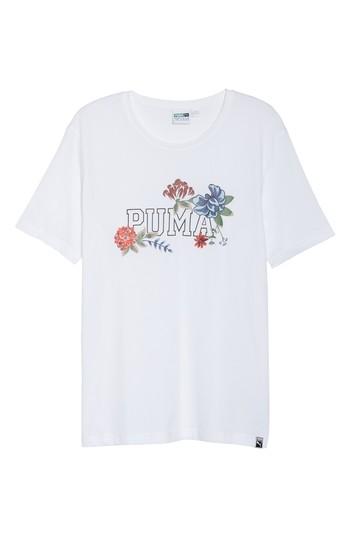 Women's Puma Graphic Tee, Size - White
